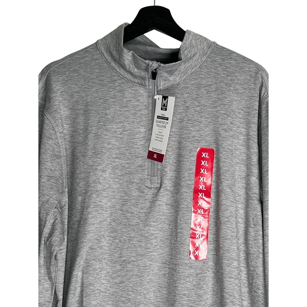 Members Mark Mens Favorite Soft Quarter Zip Pullover Grey XL MM23138 NEW